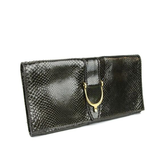 Gucci Women's Dark Green Python Large Soft Stirrup Clutch Bag - Picture 2 of 8